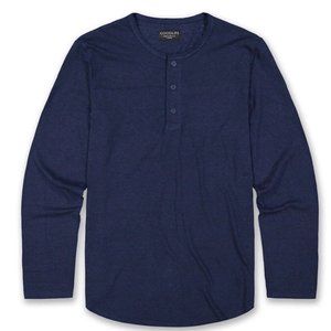 BNWT Goodlife long sleeve slub Henley navy size medium scallop hem